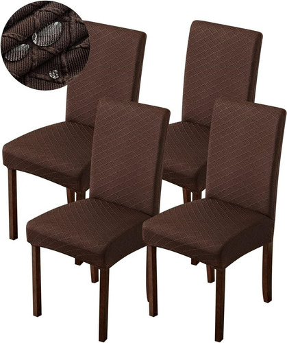 4 Fundas Impermeables Jacquard Para Silla Comedor Removibles