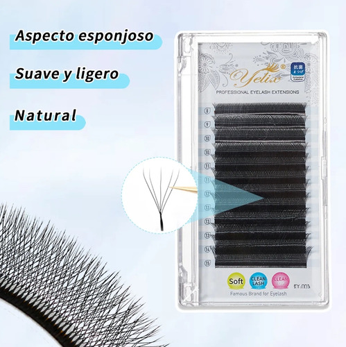Masscaku Extensiones De Pestañas 5d W Shape 8-15mm Mix 0.07d Negro C