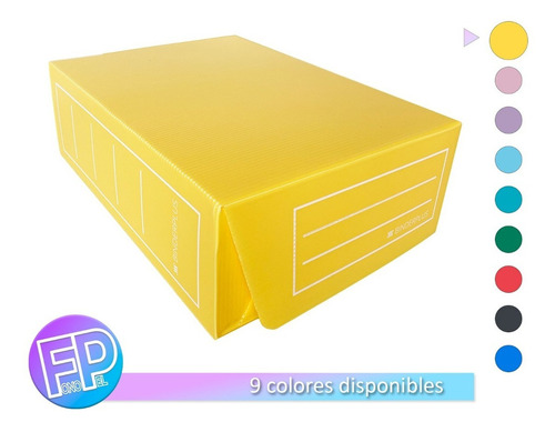 Caja Archivo Plastica Oficio 12 25*36*12 Cm X 10 Unidades Color Amarillas