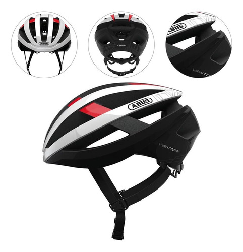 Capacete Abus Viantor Branco Vermelho E Preto Ciclismo Bike Tamanho P