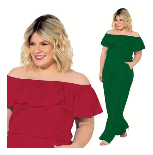 Macacão Feminino Plus Size 46 A 60 Ciganinha Jovem Verão