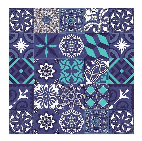 Plancha Vinilo Lamina Azulejo Mosaico Piso Adhesivo 2x0.70m Color 10 Mix Blue