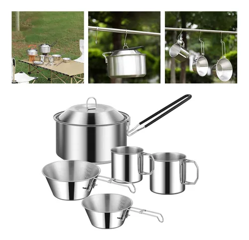 Juego De Ollas De Cocina Mango Portátil Plegable Para