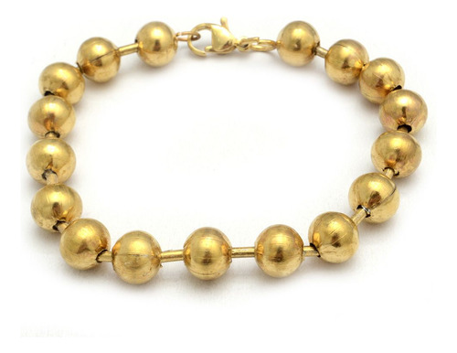 Pulsera Dorada Bolitas 8mm 20cm De Acero Dorado 