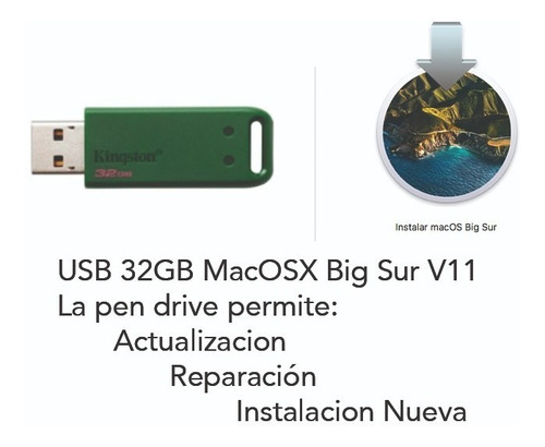 Memoria Usb 16gb Booteable Osx 11 Macos Bigsur (Usado)