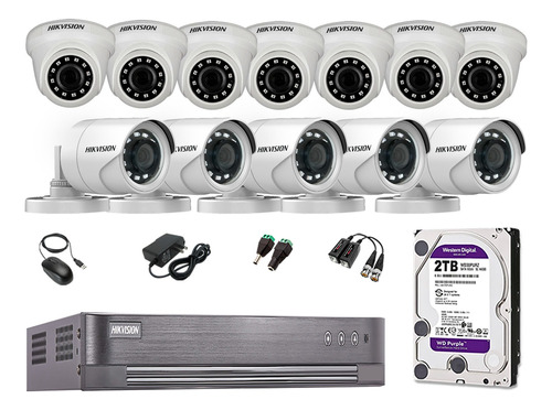 Kit 12 Camaras De Seguridad Hikvision Hd 720p 2tb P2p Oferta