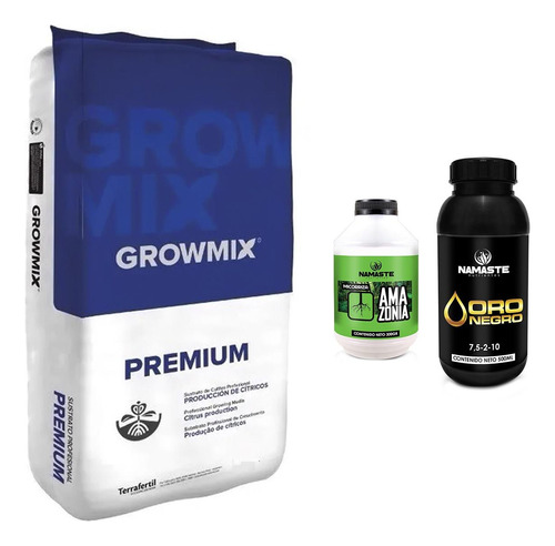 Sustrato Growmix Premium 80lts Con Amazonia Oro Negro 500ml