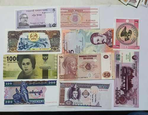 Lote De 10 Billetes Del Mundo Antiguos Coleccion Sk08