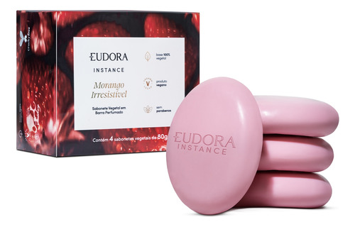 Eudora Instance Morango Irresistível Sabonete 80g (4 Unidade