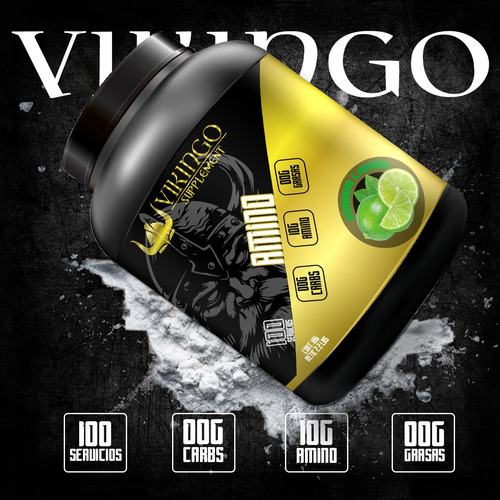 Aminoácidos En Polvo Vikingo 1 Kg Varios Sabores 100 Servis Limón
