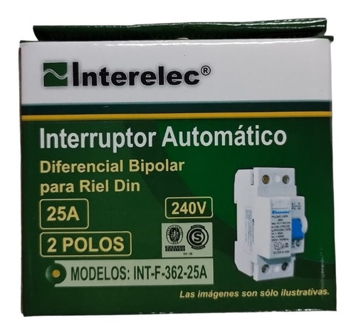 Imagen 2 de 2 de Disyuntor Interruptor Bipolar 25amp Termomagnético Interelec