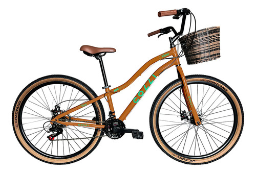 Bicicleta Viena Aro 29 Freio Disco 21v Com Cestão Colli Cor Bronze Tamanho Do Quadro 17