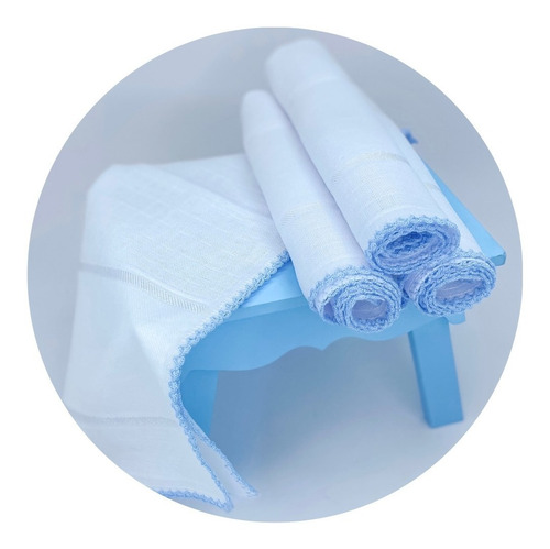 Imagem 1 de 3 de Kit 6 Fraldinha 30x40 Mabber Estrela Quadriculada C/ Crochê