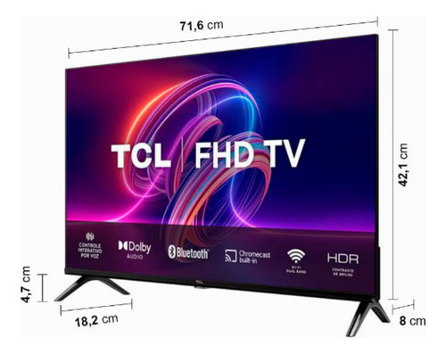 Smart Tv Led 32 Full Hd Com Android Tv Wi-fi, Bluetooth