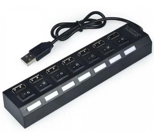 Hub Usb 7 Portas Usb 2.0 Com Switch E Led - Preto