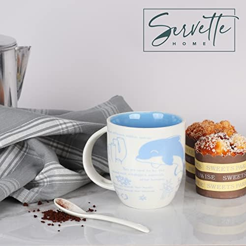 Taza Servette Home De Delfín De 13 Oz Con Cuchara