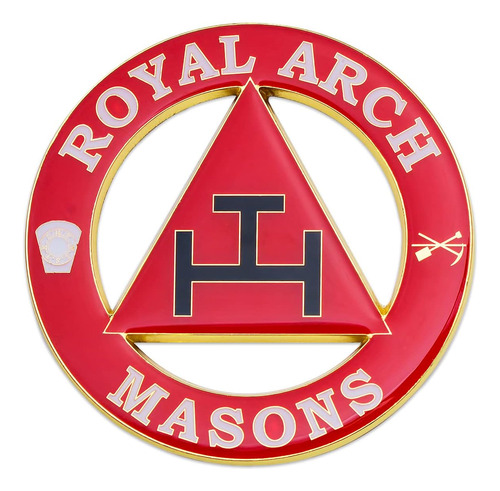 Royal Arch - Emblema Masónico Redondo Para Auto, Blanco Y Ro