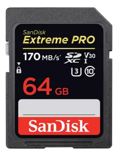 Cartao Sandisk Sdxc Extreme Pro 170mb/s 64gb Video Ultrahd