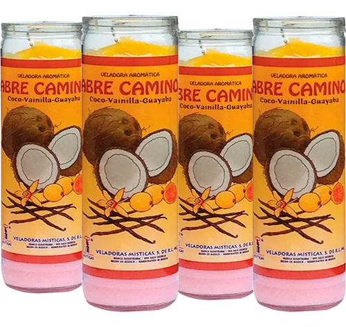 Veladora Abre Caminos - 4 Piezas - Coco Vainilla Y Guayaba