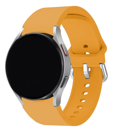 Pulseira Silicone Compatível Com Galaxy Watch 4 Sport Lisa Cor Mostarda