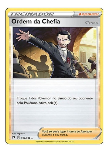 Carta Pokémon Ordem Da Chefia Giovanni 154/192 Rixa Rebelde