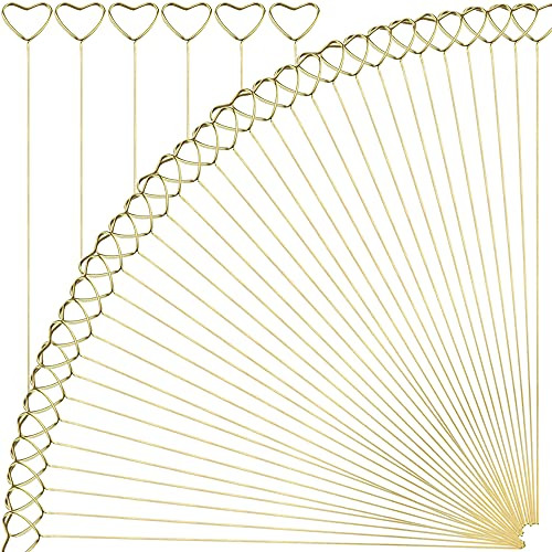 12''l Golden Heart Loop Round Shape Card Holders 40pcs ...