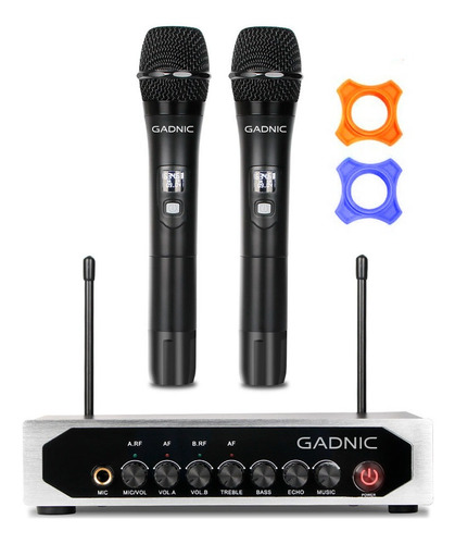 Set Microfonos Bluetooth Uhf Inalambricos Premium + Cables Color Negro
