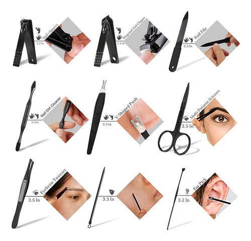 Manicure Set 9 En 1 Acero Inoxidable, Cortadoras De Uñas Sic