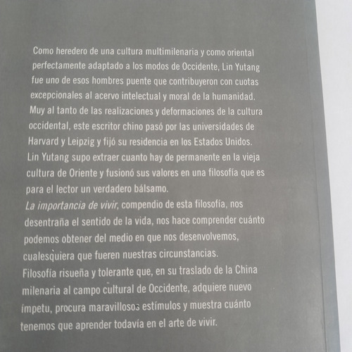 La Importancia De Vivir Lin Yutang (Usado)