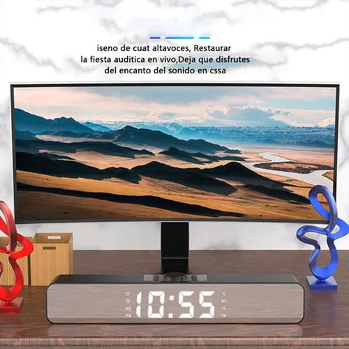 Digital Reloj Alarma Con Bocina Bluetooth , Y Radio Fm.