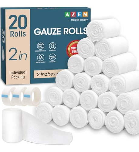 Azen 20 Pack Gauze Rolls Bandages, 2 En X 4.1 Yards, Cnkpz