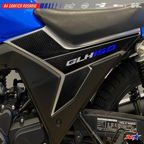 Calcos Honda Glh150 Gaucha Fibra De Carbono Moto Azul