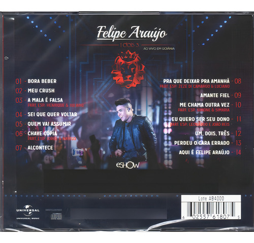 Felipe Araújo Cd 1 Dois 3 Ao Vivo Em Goiânia Novo Original