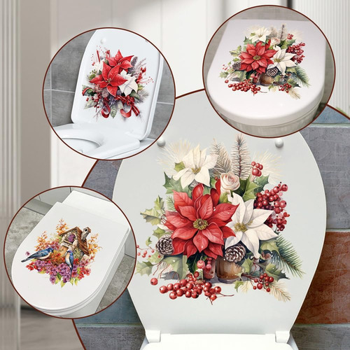 3pcs Pájaros Y Flores Aseo Pared Asiento Pegatinas...