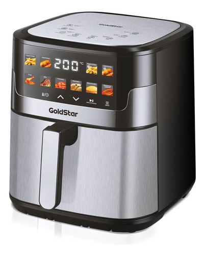 Freidora De Aire Electrica Goldstar GDAF-9500 9.5 Litros Panel de Control TOUCH Display DIGITAL COLOR 10 Programas de Coccion 1800w