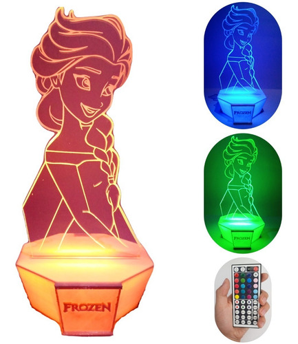 Lampara De Noche Disney Princesas Luz Led Rgb Personalizada