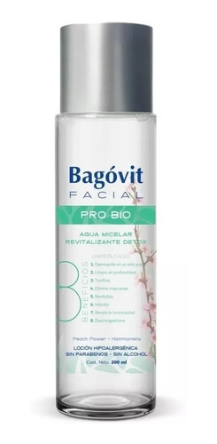Imagen 1 de 8 de Bagovit Facial Pro Bio Agua Micelar 200ml