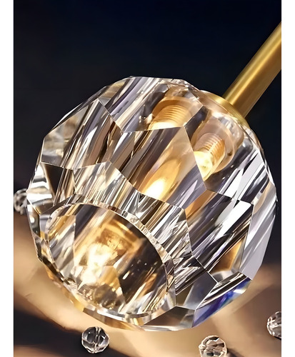 Lustre Dourado Moderno Cristal Com 12 Globos Lapidados 110v/220v