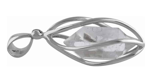 Dije De Jaula De Plata Esterlina Con Cristal De Cuarzo