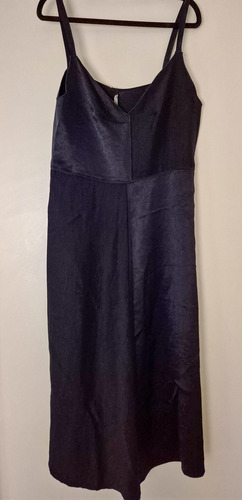 Vestido Lencero Satinado Zara Azul Talle M