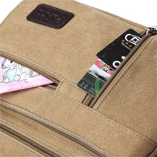 Bolso Bandolera De Lona Multicompartimentos Para Hombre