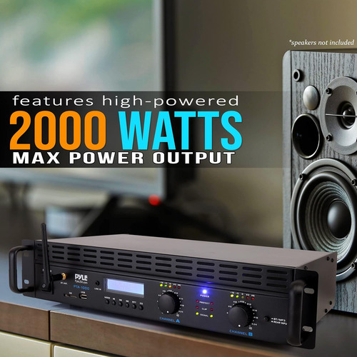 Amplificador Pyle, Bluetooth, 2 Canales, 2000w Pro