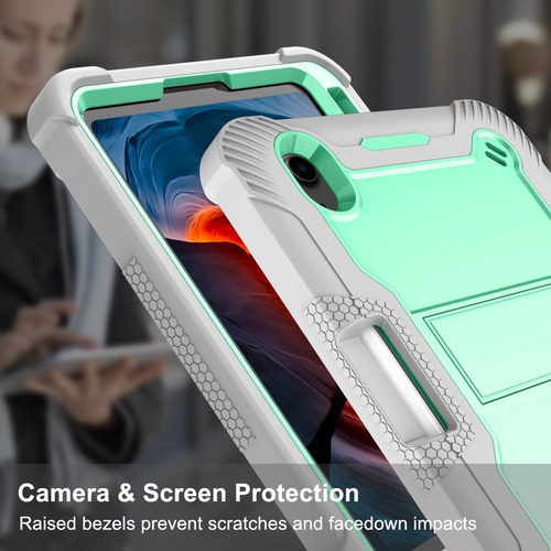 Funda Anti Golpe P/ Ipad Mini 6/7 A17 Pro 8.3'' A2567 A2993 Verde Agua/gris