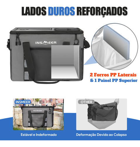 INSMEER Bolsa Térmica 70 Latas Tampa Dura Dobrável com 2 Porta-Copos, Impermeável e Portátil Cooler para Praia e Acampamento