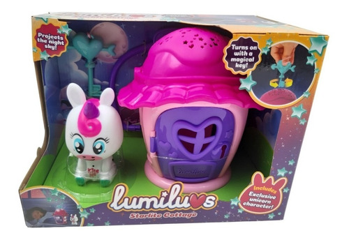 Muñeca Espantacuco Luminuvs Unicornio Blanco Luna Con Casita