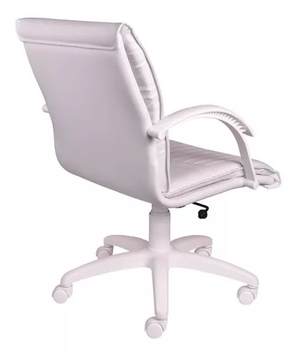 Silla de escritorio Tisera F80 blanca con tapizado de cuero sintético