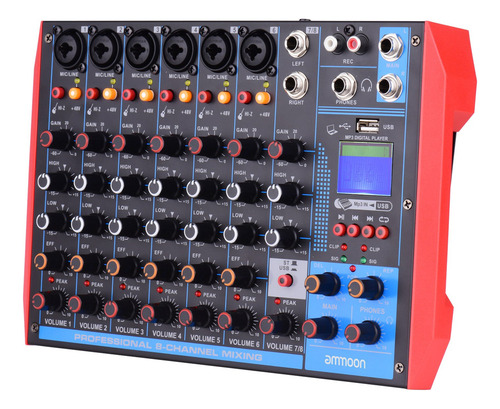 Ammoon Ag-8 - Consola De Mezcla Portátil (8 Canales, Audio D