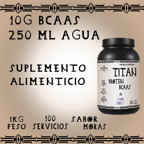 Aminoácidos Bcaas Titan 1kg Sabores 100servicios Pre Entreno Moras