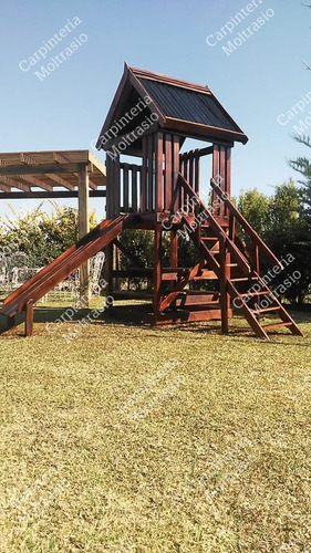 Juego De Madera Con Tobogán Y Trepador