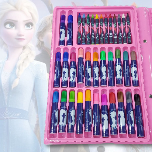 Maleta Pintura Infantil 86 Peças Canetinhas Giz Lápis Frozen